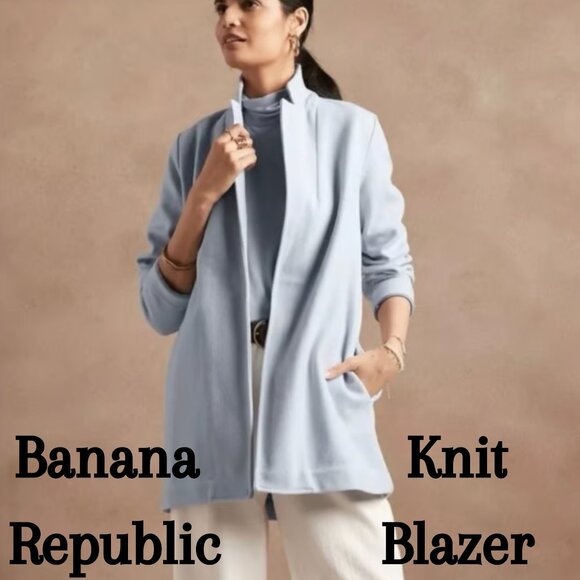 Banana Republic Light Blue Knit Open Blazer – Size L - Picture 1 of 10